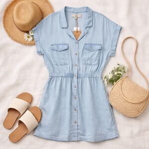 Thread & Supply Chambray Shirt Dress XL NWT Tencel Lyocell Light Wash